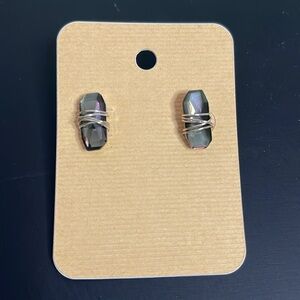 Robert Lee Morris SoHo caged stone stud earrings Black and Silver